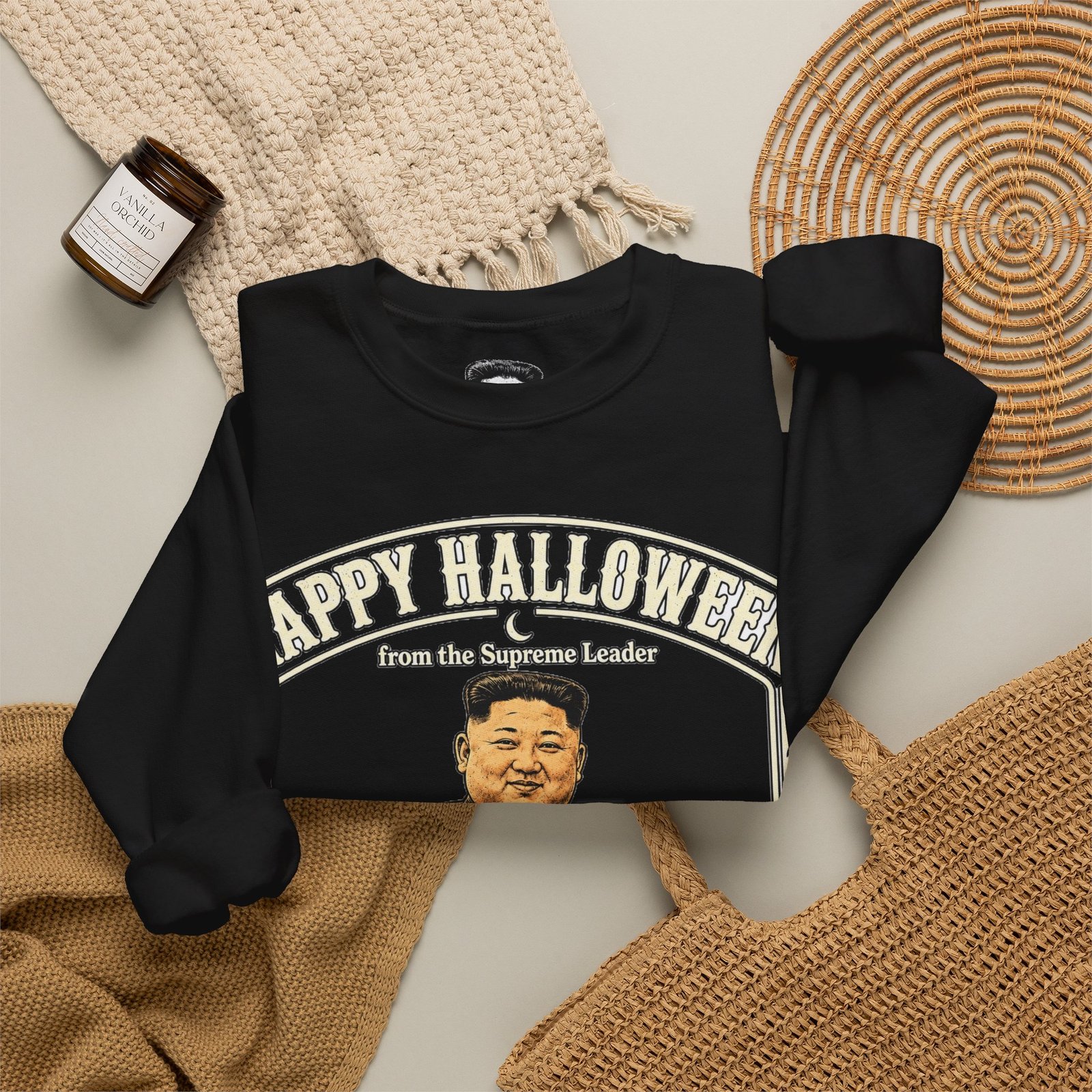 Happy Halloween from the Supreme Leader - White Badge Crewneck Sweatshirt - Image 4